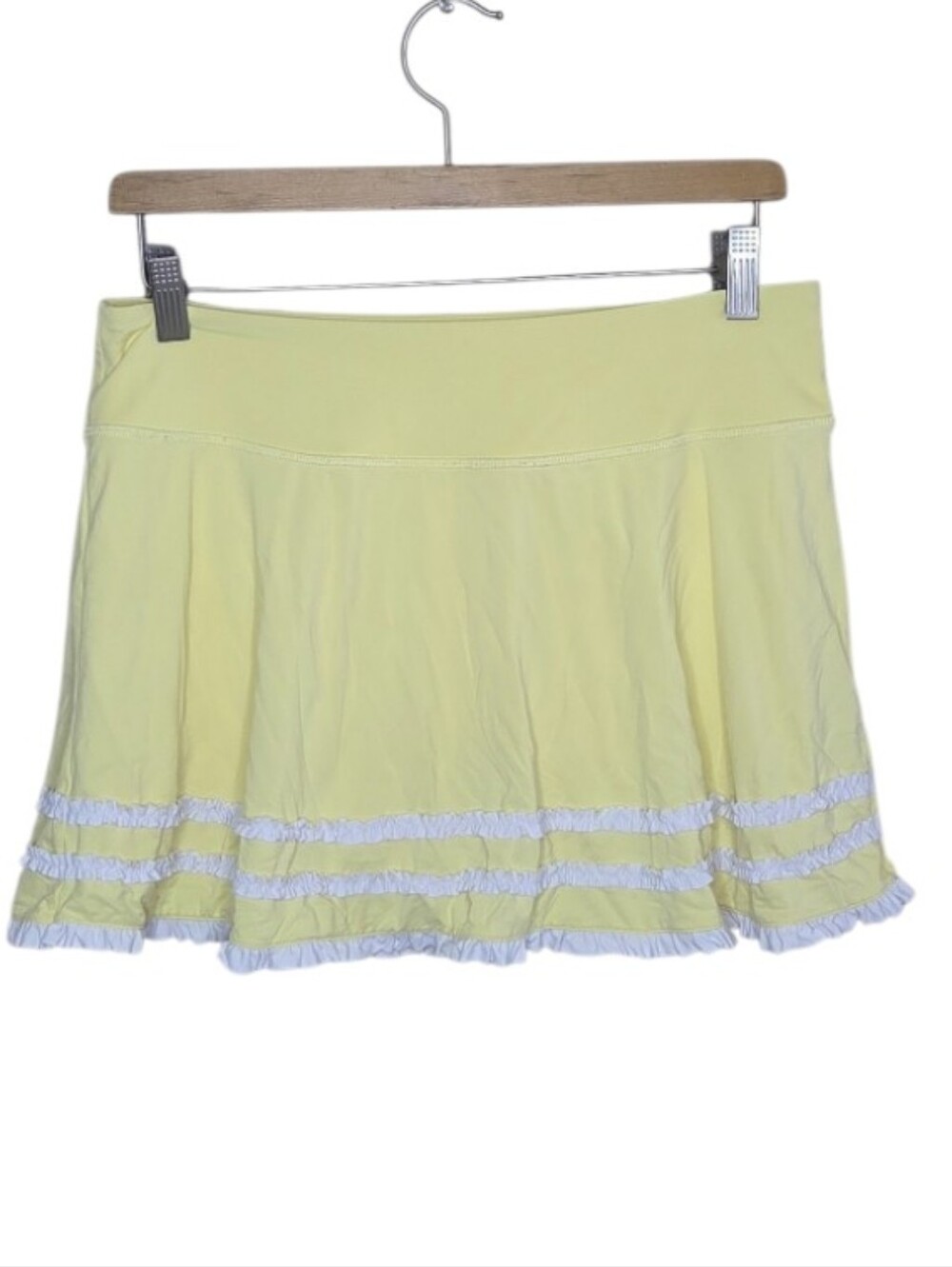 Lilly Pulitzer Luxletic Butter Yellow White Ruffled Skort Size Medium Tennis